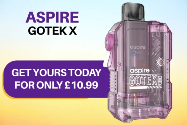 OX Vape now stocking the new Aspire Gotek X pod vape kit at a deal of £10.99