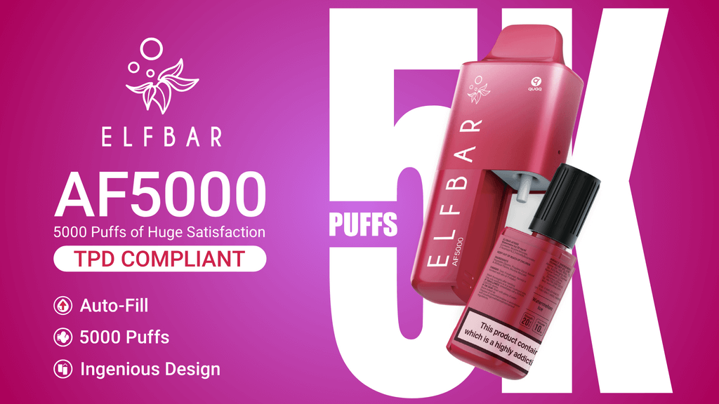 The all-new Elfbar AF5000 Diposable Vape, now available at OX Vape - big container vapes UK